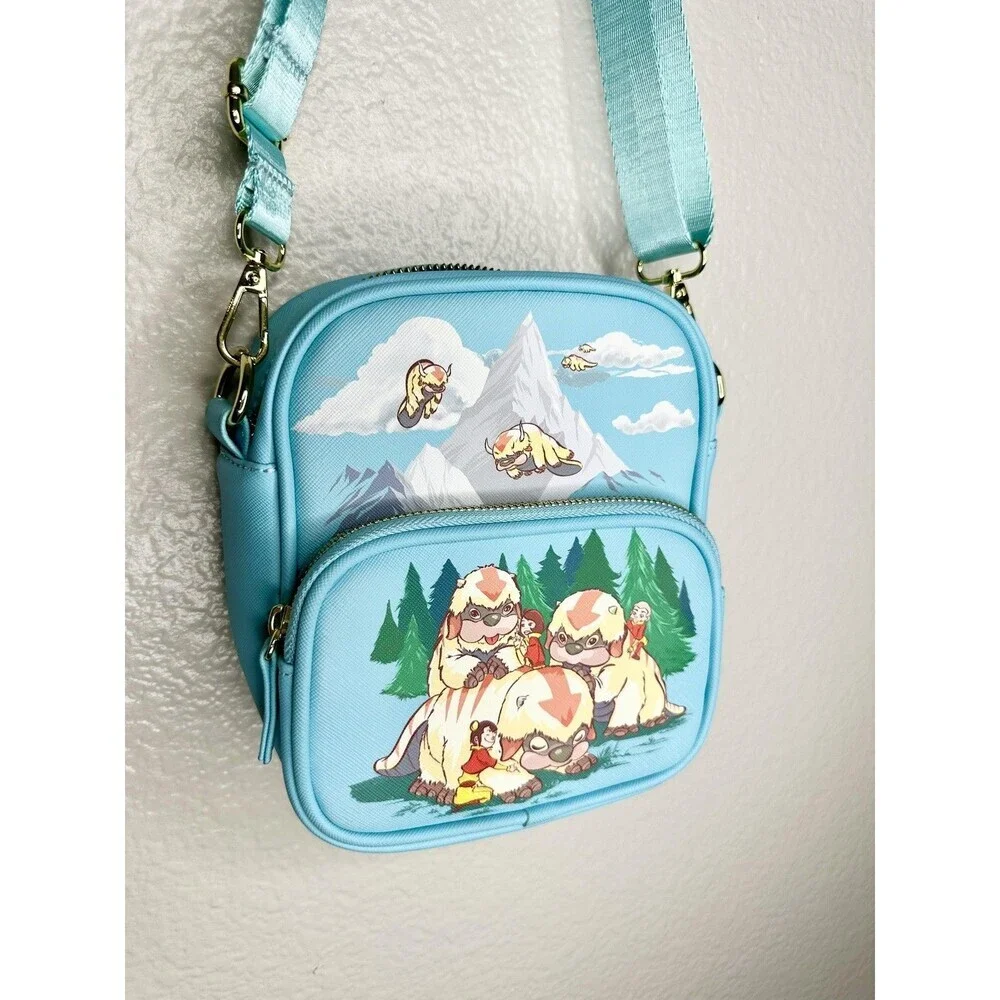 Mad Engine Crossbody Bag Womens Small Turquoise Appa Avatar Anime Cartoon Print